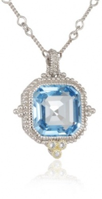 Judith Ripka Estate Estate Ascher Cut Stone Blue Topaz Pendant Necklace