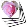 Sweet Pink Rose Heart- Flowers- Romantic Photography - Set Of 4 Ceramic Tile Coasters