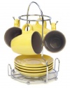 Imusa Espresso Set with Chrome Rack, 8 Piece, Brown and Yellow