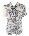 10 Crosby Derek Lam Womens Wheat Floral Button Front S/S Top 6