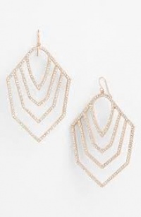 VINCE CAMUTO EARRINGS Rose Gold Chevron Large Hoops with Pave Encrusted Crystals