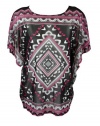 Alfani Womens Petites Printed Dolman Top