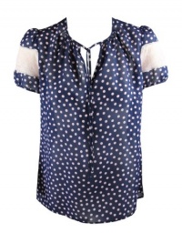 Red Valentino Womens Polka Dot V Neck Tie Blouse Top