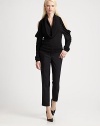 This dramatically draped pullover style is finished with a rib-knit cowl neck and split shoulder details.Rib-knit cowlneckOpen shouldersLong sleevesRib-knit cuffs and hem80% viscose/10% cashmere/10% silkDry cleanImported of Italian fabricModel shown is 5'10 (177cm) wearing US size Small. 