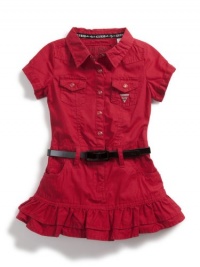 GUESS Kids Girls Belted Shirtwaist Dress, RED (3T)