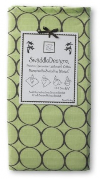 SwaddleDesigns Lightweight Marquisette Swaddling Blanket - Lime with Brown Mod Circles