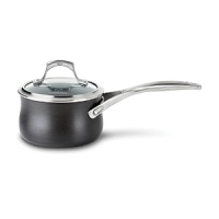 Cook everything from exceptional soups and sauces to leftovers using little to no fat or oils with this nonstick Calphalon saucepan. A heavy-gauge bottom provides even heating and prevents sauces from scorching, while the high sides and narrow opening control evaporation. Handles stay comfortably cool on the stovetop.