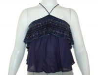 Free People Indigo 'The Around The World' Beaded Top Large