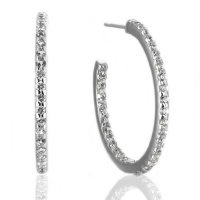 2.5 Carat White Sapphire and Sterling Silver Inside-Outside Hoop Earrings