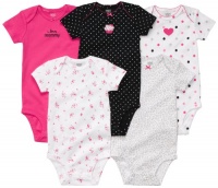 Carters Girls Newborn-24 Months Pink 5 Short Sleeve Bodysuit