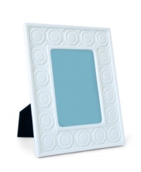 Get sentimental in style with the funky geometric design carved in Jonathan Adler's Charade Moulding picture frame. With a cool matte finish in white porcelain and velvet backing.