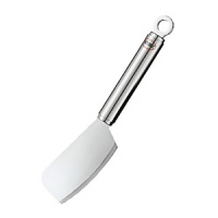 This stainless steel Rösle cheese cleaver an integral component in Rösle's open kitchen concept. Ideal for small kitchens, attachments hang via hooks on a wall rail with space-saving convenience.