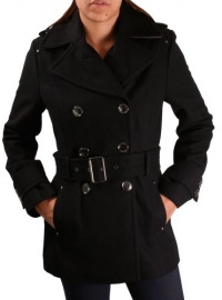 Kenneth Cole New York Melton Women's Belted Peacoat Black Size 4