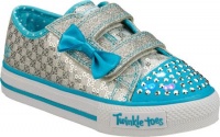 Skechers Kids Shuffles Sweet Steps Lighted Sneaker (Toddler/Little Kid),Silver/Turquoise,11.5 M US Little Kid