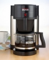 Distinct contemporary style. Bold exhilarating flavor. This iconic brewer makes flawless cups of coffee, and fast – a full pot is ready in just three minutes! All the while, an internal thermostat keeps water at the ideal temperature for a consistently perfect brew. Limited warranty. Model NHBB.