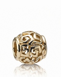 Angular spiral lines adorn this gleaming 14K gold PANDORA charm.