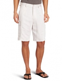 Cubavera Men's Flat Front Linen Blend Herringbone Texture Cargo Short