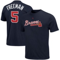 Freddie Freeman Atlanta Braves Player Name and Number Jersey Navy T-Shirt