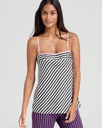 For nights when solids won't do, there's Juicy Couture's luxe striped cami with polka-dot trim.