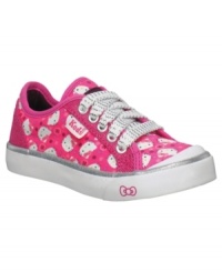 She'll get a kick out of these comfortable Keds sneakers featuring Hello Kitty.