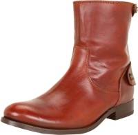 FRYE Women's Melissa Button Zip Short Boot,Cognac Soft Vintage Leather,7.5 M US