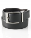 The reversible design of this luxe leather belt from Perry Ellis let's you get the most mileage out of your wardrobe.