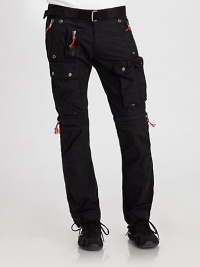 Rendered in a breathable cotton-nylon blend, this sporty convertible pant can be dually worn as a short with an easy zip of the leg to accommodate any excursion in perfect comfort.Belted waist with roller buckleZip flyZippered side slash, back flap pocketsOversized snap-flap pocketsInseam, about 3175% cotton/25% nylonMachine washImported