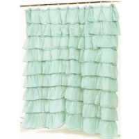 Carnation Home Fashions Carmen Crushed Voile Ruffled Tier Shower Curtain, 70-Inch by 72-Inch, Blue