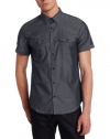 Calvin Klein Sportswear Men's Short Sleeve YD Chambray Poplin With Contrast Trim