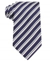 Give a strong presentation of style skills with this boldly striped silk tie from Donald J. Trump.