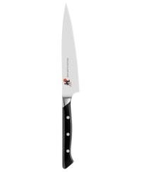 Superior sharpness and excellent edge retention deliver incredible precision in the kitchen.  This hand-honed Japanese blade is ice-hardened and effortlessly maneuvered by the western-styled ergonomic grip for optimal comfort. Lifetime warranty.