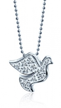 Alex Woo Little Faith Diamond and 14k White Gold Peace Dove Pendant Necklace, 16