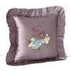 This charming purple Waterford decorative pillow with ruffled trim and fine floral embroidery bring heirloom elegance to your bedroom.