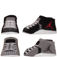 Nike Air Jordan Newborn Infant Baby Booties Socks Black White Red Air Jordan Jumpman 23 Logo Size 0-6 Months Baby Gift Set