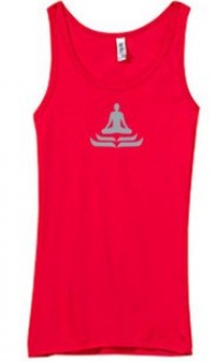 LOTUS POSE Yoga Women's Rachel Sheer Rib Longer Length Tank Top - Red