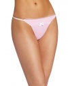 Betsey Johnson Women's Stretch Yarn Dye Stripe Side String Thong, Cotton Candy, One Size