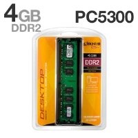 Kingston ValueRAM 4GB Kit (2x2GB) 667MHz DDR2 DIMM 240-pin Desktop Memory KVR667D2K2/4GR (Retail)