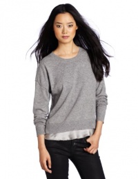 Rebecca Taylor Women's Jersey Combo Pullover Sweater, Grey, Small