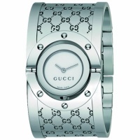 Gucci Women's YA112413 Twirl Medium Steel Bangle White Dial Watch