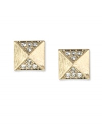 Totally trendy. Grommets are all the rage as an edgy embellishment, and RACHEL Rachel Roy interprets them in these stylish stud earrings. Embellished with glittering glass accents and crystals, they're made in gold tone mixed metal. Approximate diameter: 3/4 inch.