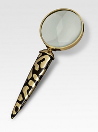 A hand-painted leopard print transforms this goldplated bass magnifying glass. 7 longImported