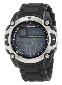 Armitron Men's 408232GRN Chronograph Black and Green Resin Digital Sport Watch