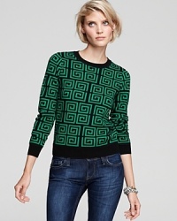 Color your denim with this fresh, eye-catching Alice + Olivia sweater crafted from pure wool.