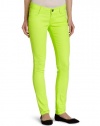 Southpole Juniors Basic Stretch Twill Neon Color Skinny Jean, Acid Green, 7