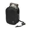 Store and protect your camera with this convenient carrying case. Additional vertical-zip front pocket on the outside is ideal for carrying memory cards or extra batteries. The case can be worn using the webbing belt loop or using the tuck-away neck strap. The perfect fit for most digital cameras.