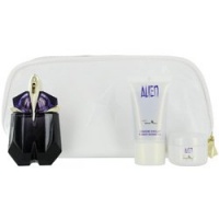 ALIEN by Thierry Mugler Gift Set for WOMEN: EAU DE PARFUM SPRAY 1 OZ & PRODIGY SHOWER GEL 1 OZ & BODY CREAM .5 OZ & POUCH