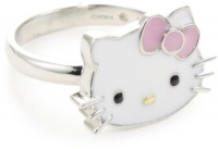 Hello Kitty Pink Enamel Bow and Sterling Silver Ring, Size 7