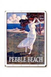 Pebble Beach Golfing 12x16 Limited-Edition Artistic Planked Wood Sign