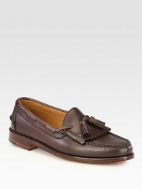 Handsewn kiltie tassel loafer in soft, yet structured calfskin leather.Leather upperLeather liningPadded insoleLeather soleMade in USA