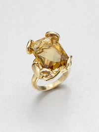 From the Horsebit Cocktail Collection. A faceted cognac quartz stone in an 18k gold horsebit setting. 18K goldCognac quartzWidth, about .5Made in Italy